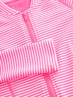 Next Rayé rose/blanc - Maillot de bain à Texture Manches longues (3-16ans) New