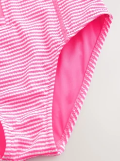 Next Rayé rose/blanc - Maillot de bain à Texture Manches longues (3-16ans) New