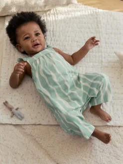 Next Rayé vert sauge - Barboteuse longue en jersey pour bébé (0mois3ans) Sale