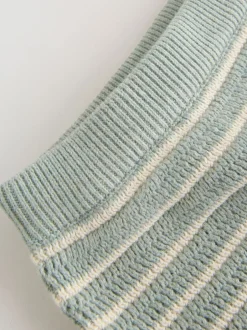 Next Rayé vert sauge - Ensemble haut et short en maille bébé (0mois-2ans) New