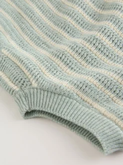 Next Rayé vert sauge - Ensemble haut et short en maille bébé (0mois-2ans) New