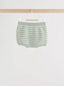 Next Rayé vert sauge - Ensemble haut et short en maille bébé (0mois-2ans) New