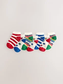 Next - Paquet de chaussettes de sport en coton riche 7 Rayure arc-en-ciel/étoile Sale