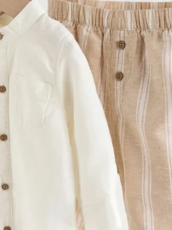 Next Rayure blanche/orange - Ensemble chemise et pantalon bébé (0mois-3ans) Clearance