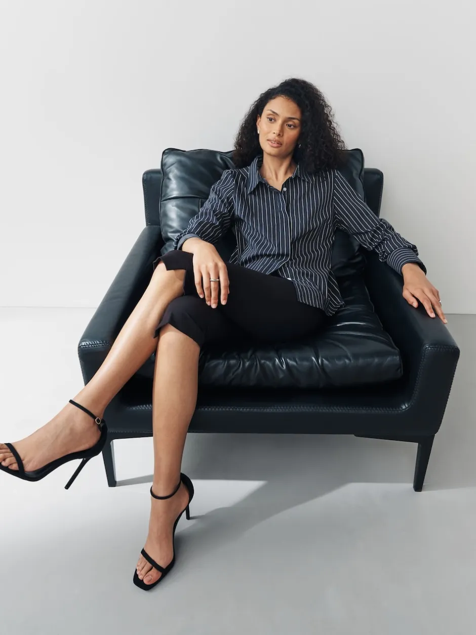 Next Rayure bleu marine/bordeaux - Lot de 2 chemises ajustées extensibles indispensables à manches longues Online