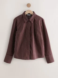 Next Rayure bleu marine/bordeaux - Lot de 2 chemises ajustées extensibles indispensables à manches longues Online