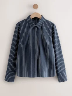 Next Rayure bleu marine/bordeaux - Lot de 2 chemises ajustées extensibles indispensables à manches longues Online