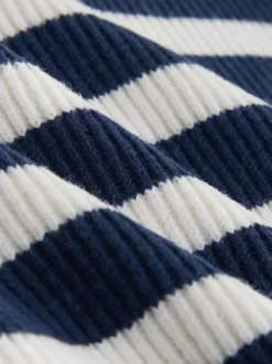 Next Rayure bleu marine/écru - Pull tricoté à fermeture éclair (3mths-7yrs) Clearance
