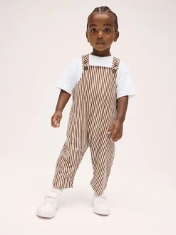 Next Rayure marron et Off White - Ensemble salopette et t-shirt (3 mois-7 ans) Sale