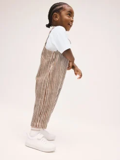 Next Rayure marron et Off White - Ensemble salopette et t-shirt (3 mois-7 ans) Sale