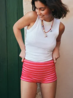 Next Rayure rose/rouge Effet froissé - Bas de bikini Shorts de bain Clearance