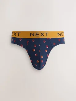 Next Rayures à pois bordeaux bleu marine - Lot de 5 - Slips riches en coton