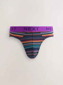 Next Rayures à pois bordeaux bleu marine - Lot de 5 - Slips riches en coton