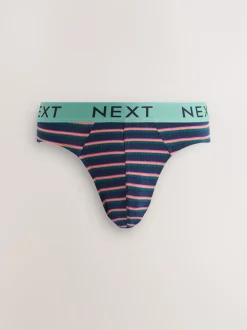 Next Rayures à pois bordeaux bleu marine - Lot de 5 - Slips riches en coton