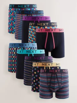Next - Lot de 10 - Boxers avec ouverture sur le devant Rayures à pois pop bleu marine Online