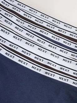 Next Rayures bleu marine/chocolat - Lot de 7 culottes à logo en coton Slip gainant Best