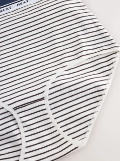 Next Rayures bleu marine/chocolat - Lot de 7 culottes à logo en coton Slip gainant Best