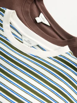 Next Rayures marron chocolat et verte - Lot de t-shirts d’allaitement de maternité 2 Discount