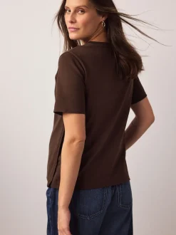 Next Rayures marron chocolat et verte - Lot de t-shirts d’allaitement de maternité 2 Discount