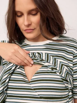 Next Rayures marron chocolat et verte - Lot de t-shirts d’allaitement de maternité 2 Discount