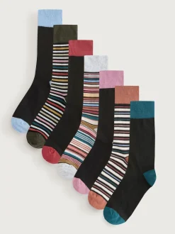 Next - Lot de 7 - Chaussettes riches en coton pour homme Rayures noires