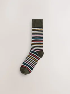 Next - Lot de 7 - Chaussettes riches en coton pour homme Rayures noires