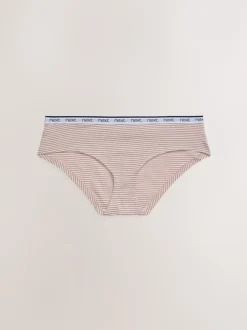 Next Rayures roses et bleues - Lot de 4 culottes à logo en coton Court Discount