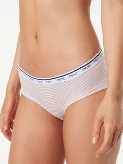 Next Rayures roses et bleues - Lot de 4 culottes à logo en coton Court Discount