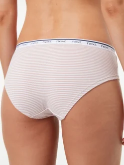 Next Rayures roses et bleues - Lot de 4 culottes à logo en coton Court Discount