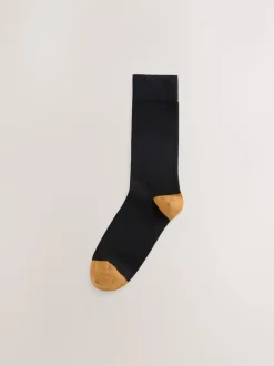 Next - Lot de 7 - Chaussettes riches en coton pour homme Rayures rugby noires Sale