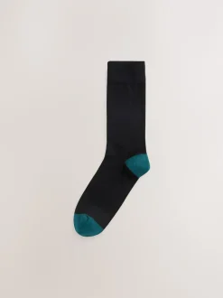 Next - Lot de 7 - Chaussettes riches en coton pour homme Rayures rugby noires Sale