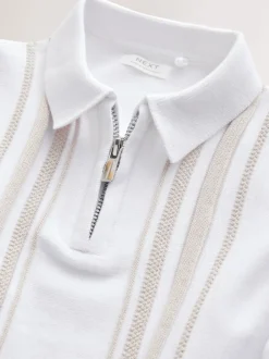 Next Rayures verticales blanches - Polos à col zippé en coton 100% (3mths-7yrs) Outlet