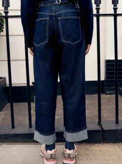 Next Rinse - Jean Boyfriend Jambe large Milieu Relevé New