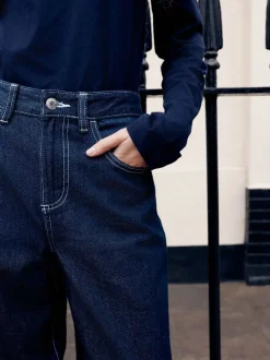 Next Rinse - Jean Boyfriend Jambe large Milieu Relevé New