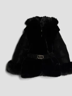 River Island Manteau matelassé en fourrure à ceinture pour fille Clearance