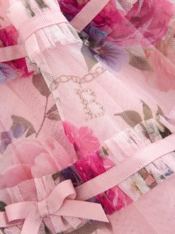 Baker by Ted Baker Robe à nœud à manches longues en maille fleurie