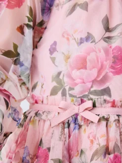 Baker by Ted Baker Robe à nœud à manches longues en maille fleurie