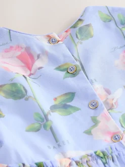 Baker by Ted Baker Robe bleue en maille à volants et imprimé fleuri New