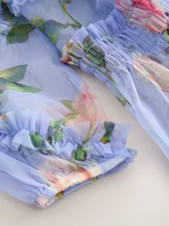 Baker by Ted Baker Robe bleue en maille à volants et imprimé fleuri New