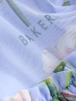 Baker by Ted Baker Robe bleue en maille à volants et imprimé fleuri New