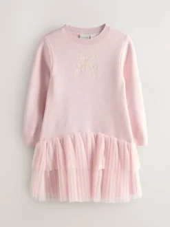 Baker by Ted Baker Robe rose en maille à ourlet en tulle Best