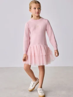 Baker by Ted Baker Robe rose en maille à ourlet en tulle Best