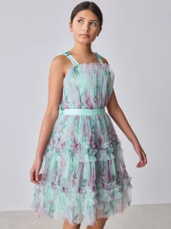 Baker by Ted Baker Robe verte en maille froissée à volants avec nœud dans le dos Best