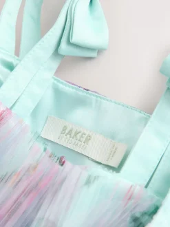 Baker by Ted Baker Robe verte en maille froissée à volants avec nœud dans le dos Best