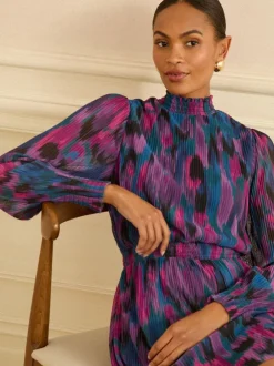 Love & Roses Robe courte à col montant imprimé abstrait Hot