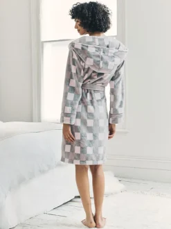 Chelsea Peers Robe de chambre en polaire à carreaux à capuche Sale