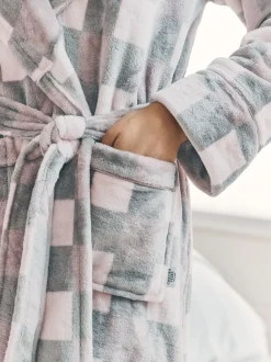 Chelsea Peers Robe de chambre en polaire à carreaux à capuche Sale