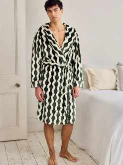 Chelsea Peers Robe de chambre en polaires à rayure ondulée à capuche Clearance