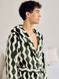 Chelsea Peers Robe de chambre en polaires à rayure ondulée à capuche Clearance