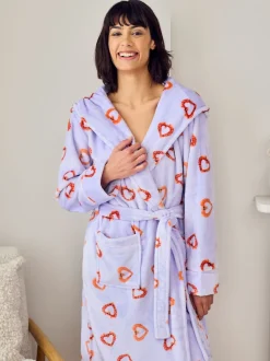 Chelsea Peers Robe de chambre en polaire à imprimé cœur Clearance